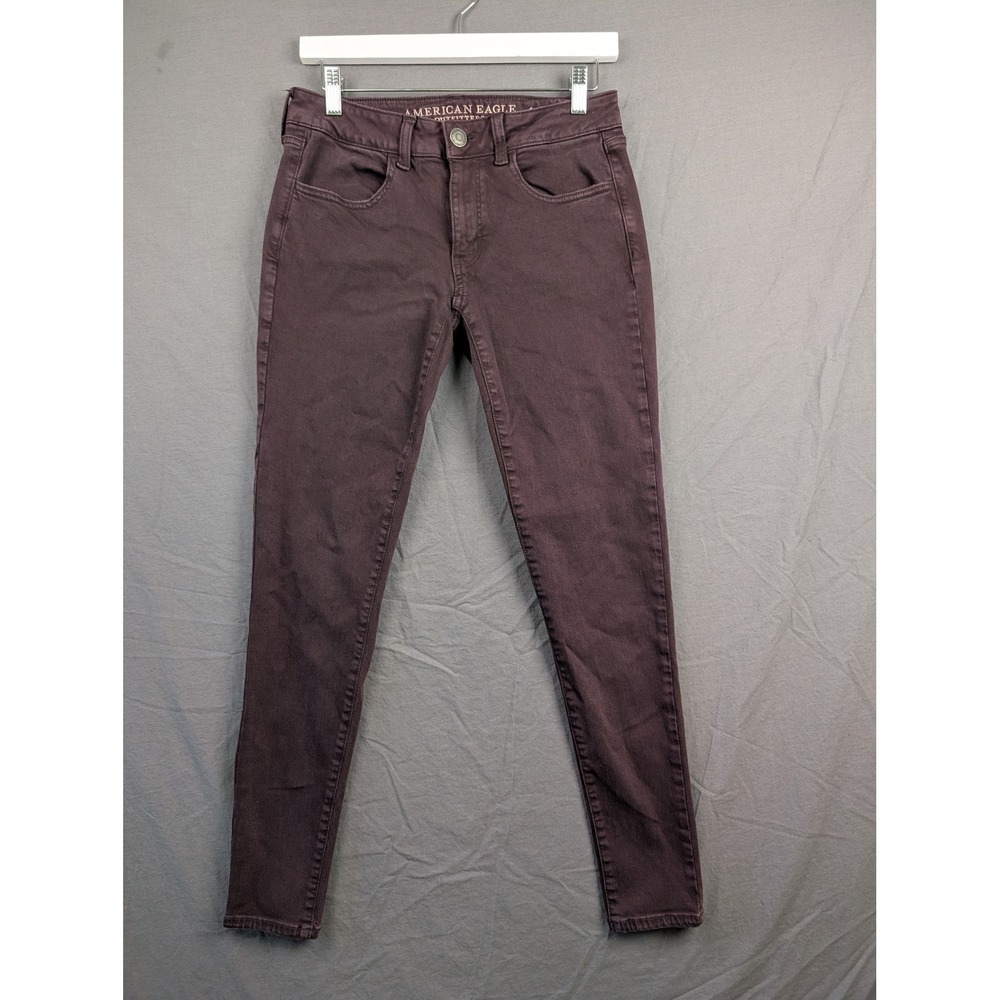 American Eagle Super Stretch X Jeggings Maroon Burgundy Skinny Jeans Size 6 Reg‎